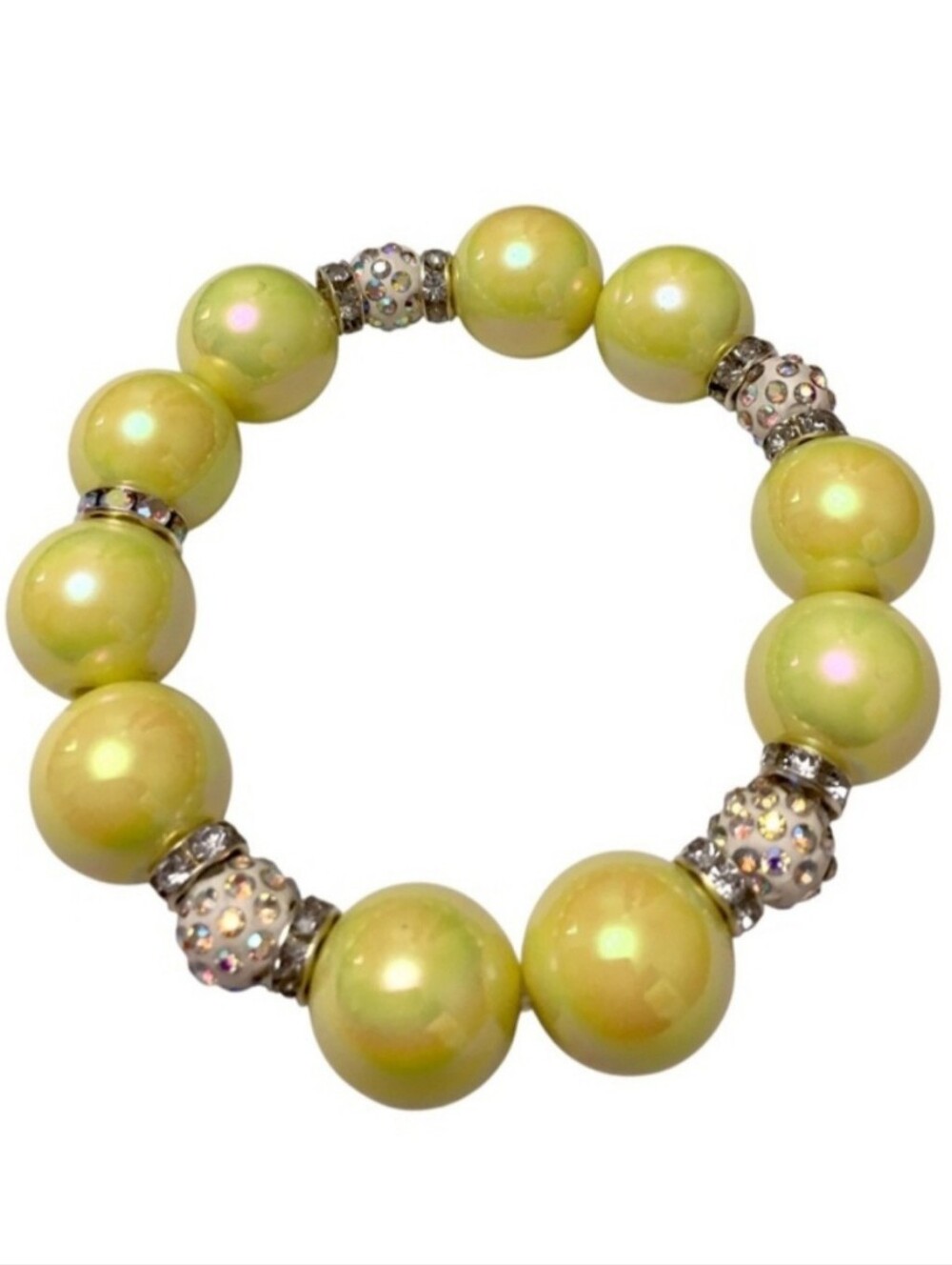 Bright Yellow Chunky Beaded Rhinestone Bracelet ✨️